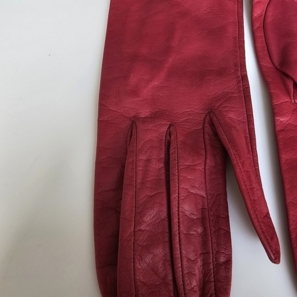 Vintage red leather gloves by Sermoneta, made in Italy - Picture 2 of 10